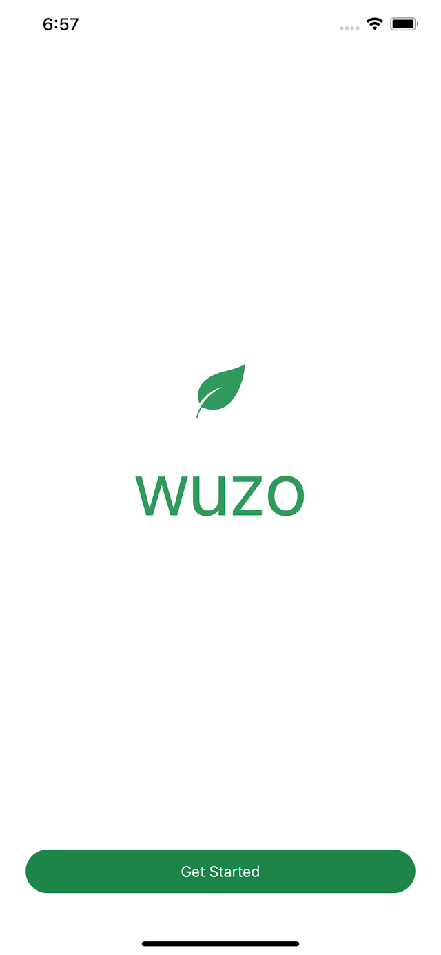 Wuzo login screen